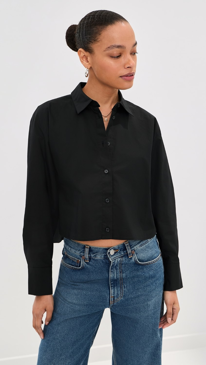 LE BOP Felicity Poplin Top Black S | Shopbop