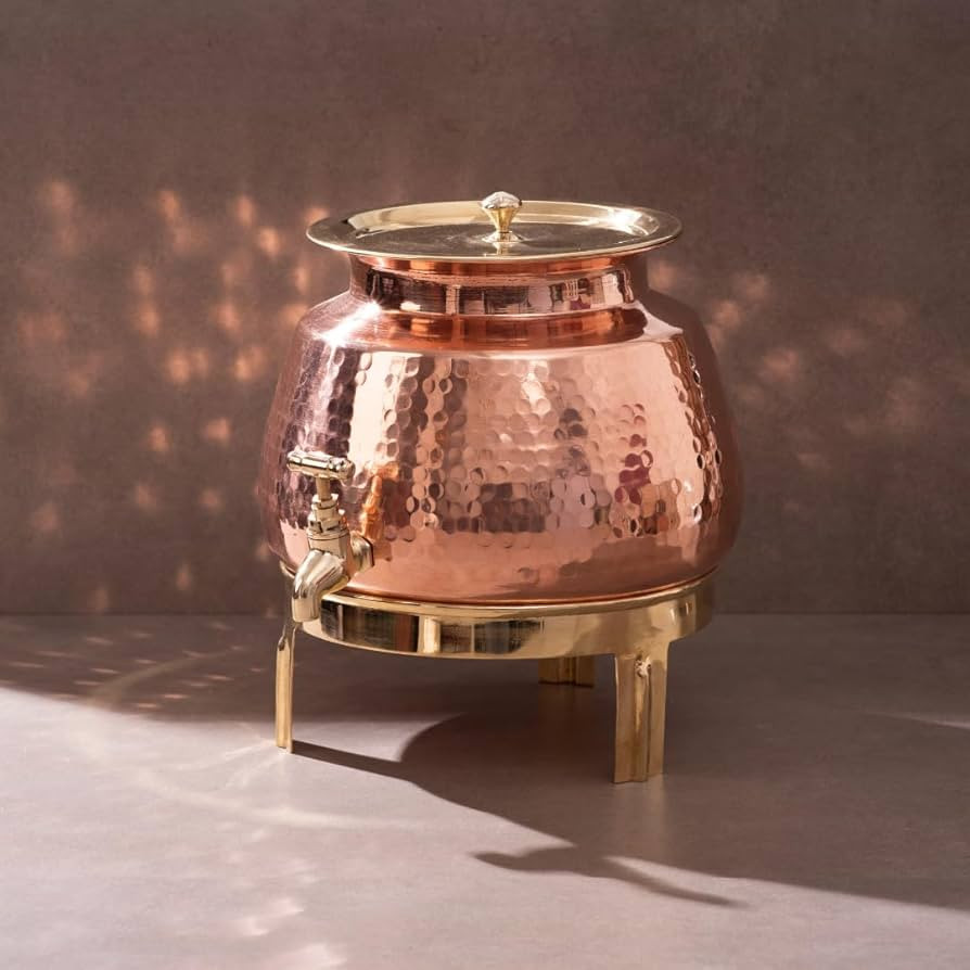 P-TAL Copper Water Dispenser Storage Water Tank with Brass Stand, Lid and Tap Included, 100% Pure... | Amazon (US)