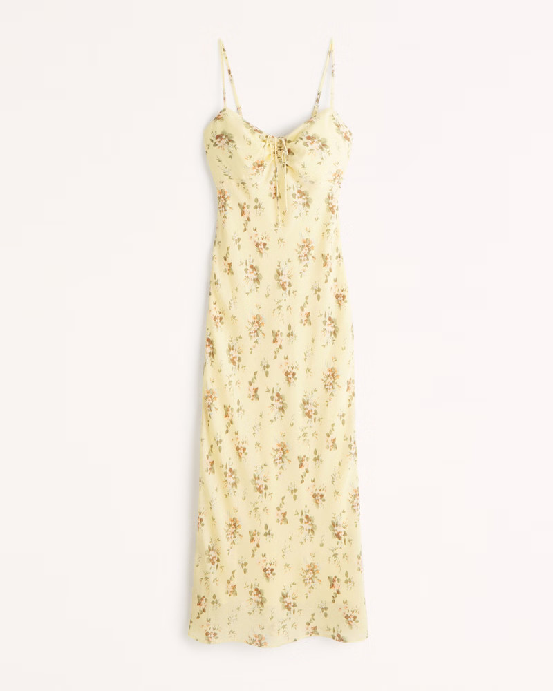 Women's Cinch-Front Maxi Dress | Women's New Arrivals | Abercrombie.com | Abercrombie & Fitch (US)