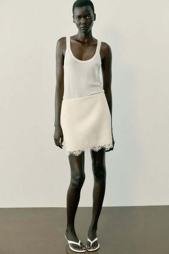 SKORT WITH LACE HEM | Zara UK