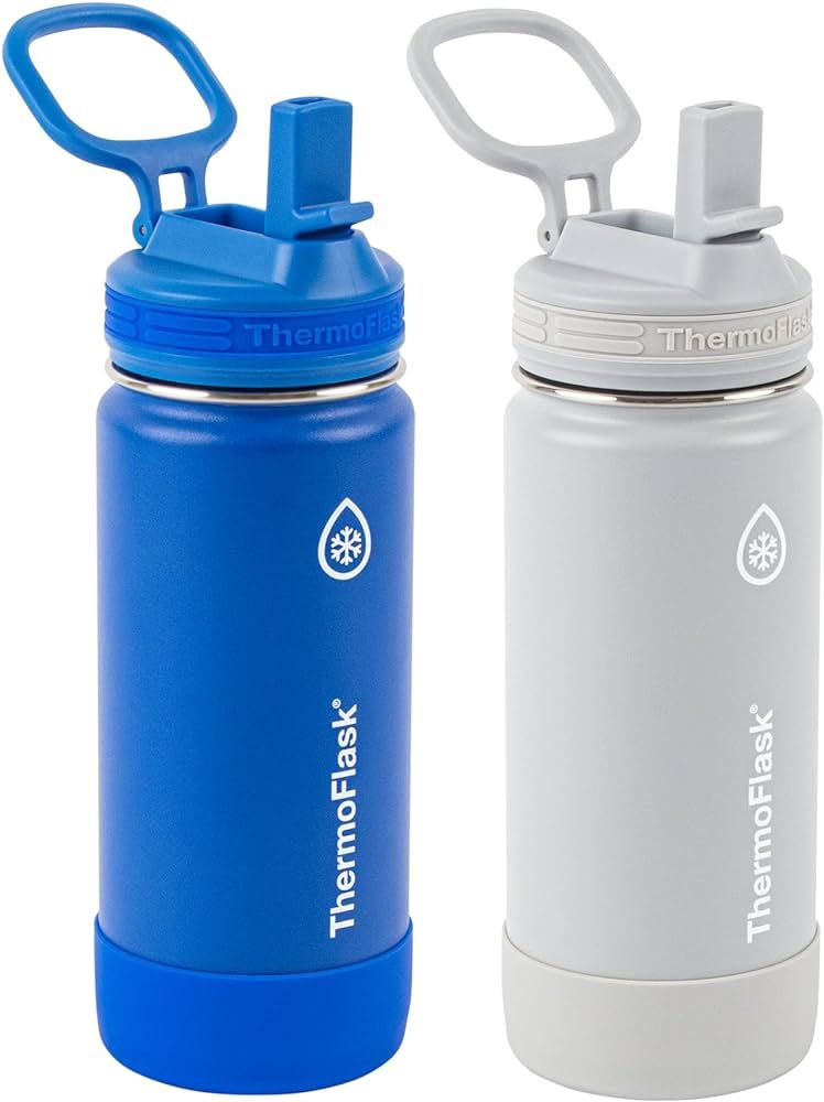 Thermoflask Double Wall Vacuum Insulated Stainless Steel 2-Pack of Water Bottles, 16 oz, Blueberr... | Amazon (US)
