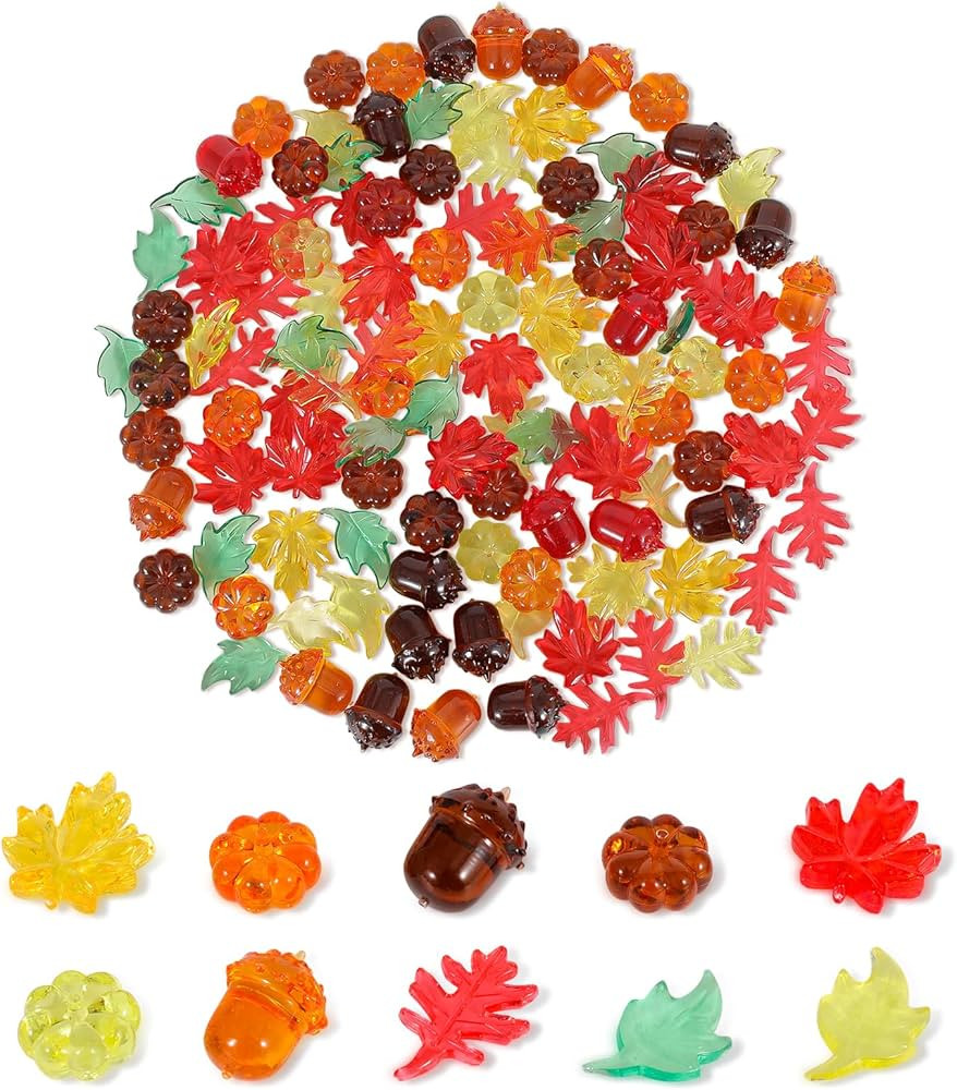 HAPTIME 110 Pcs Sensory Bin Filler, Fall Vase Filler, Fall Sensory Bin Items, Small Plastic Pumpk... | Amazon (US)