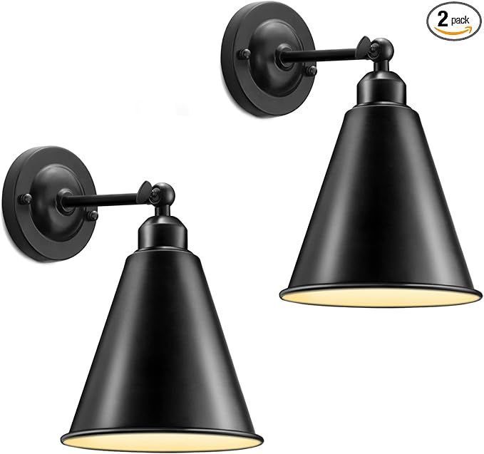 Vintage Wall Sconces, 2PACK Industrial Wall Sconces, Modern Black Wall Sconces Lighting, Wall Sco... | Amazon (US)