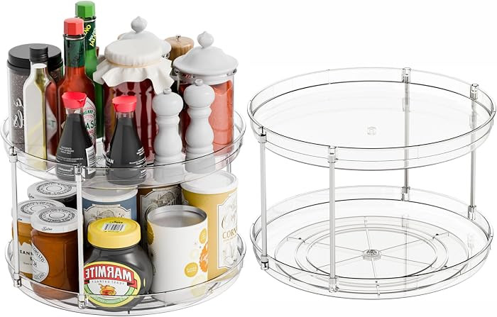 2 Tier Lazy Susan Turntable for Cabinet,Countertop,Pantry,12"W Spinning Seasoning Organizer,Doubl... | Amazon (US)