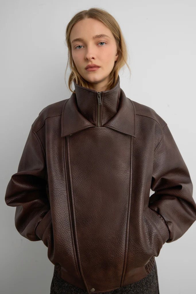 VEGAN LEATHER DOUBLE COLLAR BIKER JACKET | OAK + FORT