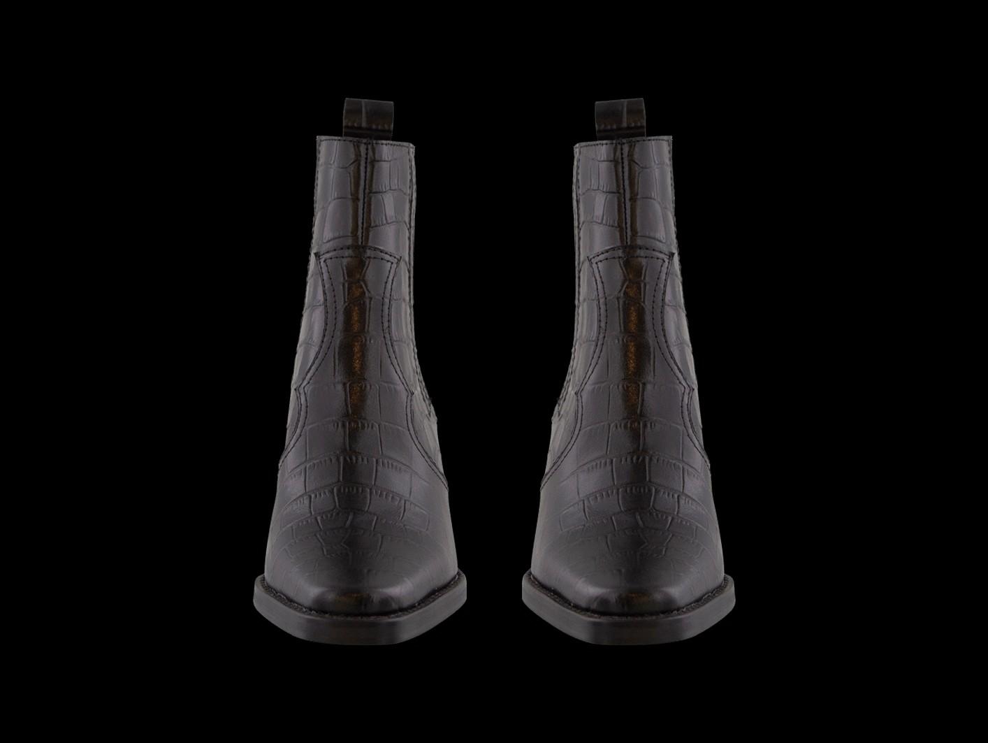 Gloss Black Croc Ankle Boots | Tony Bianco (Global)