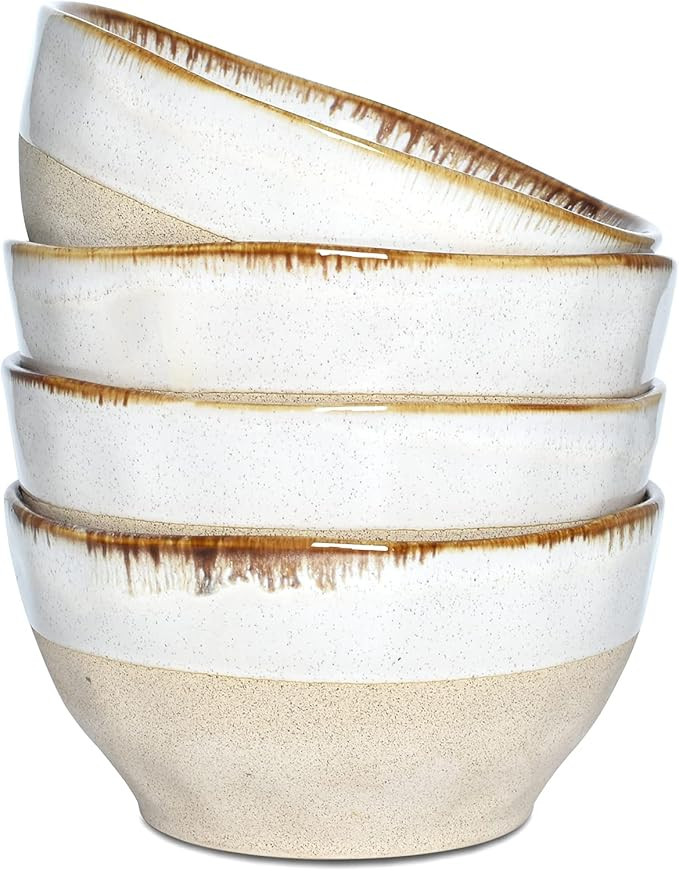 Bosmarlin Ceramic Soup Bowl Set of 4, 28 Oz, Cereal Bowl for Oatmeal, Dishwasher and Microwave Sa... | Amazon (US)