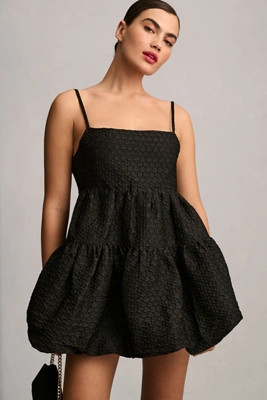 Aureta Studio x Anthropologie Square-Neck Bubble-Hem Mini Dress | Anthropologie (US)