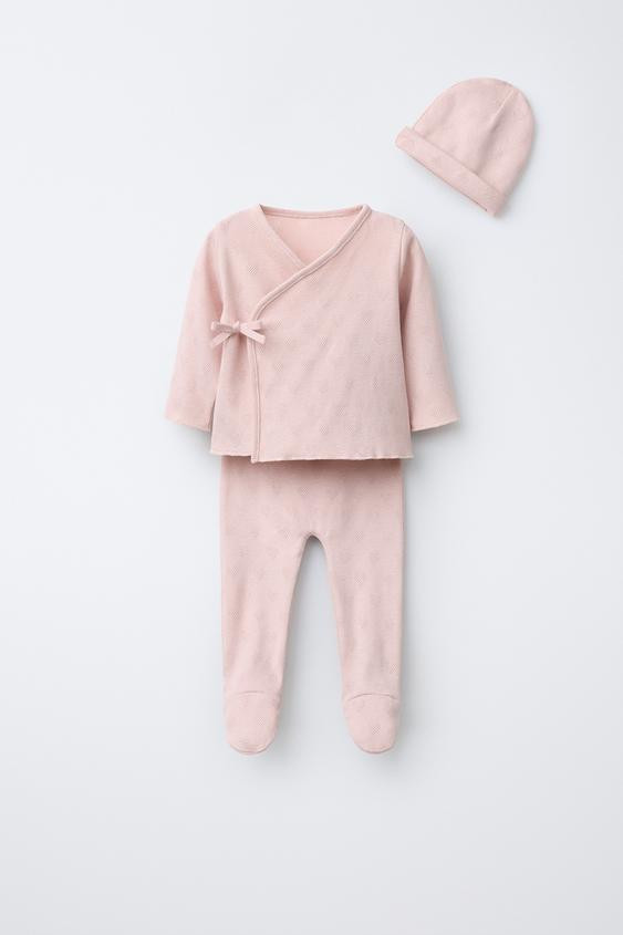 POINTELLE HEART LAYETTE SET AND BAG | Zara US