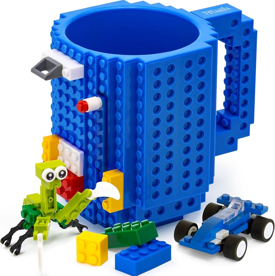 Build-on Brick Mug BPA-Free Funny Mugs with 3 Packs of Building Bricks, Funny Cups for Kids - Cre... | Amazon (US)