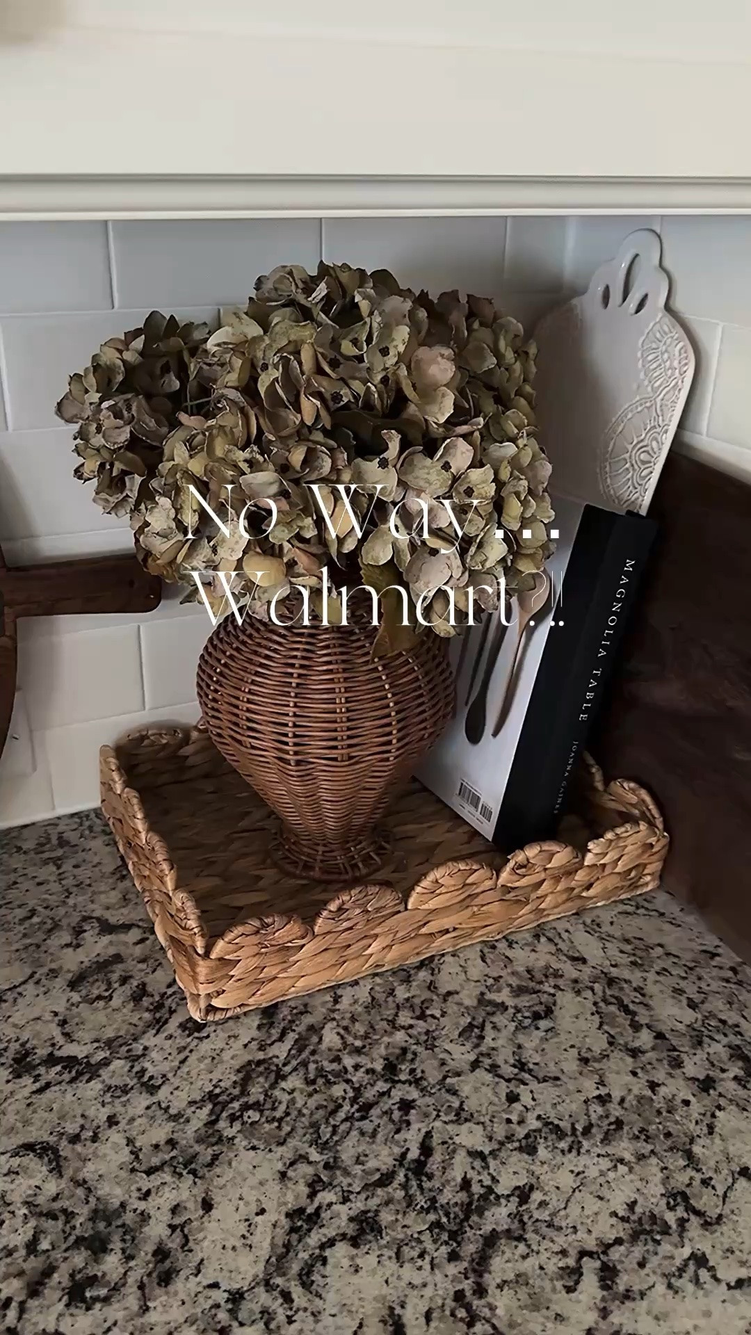 My Best Walmart Finds!!
These are so affordable and pieces I display daily🥰

Woven vase, moody hydrangeas, Joanna Gaines cook book, rattan scalloped tray, marble scalloped tray, gold wick trimmer, greenery, rattan rechargeable lamp, gold coffee spoons, syrup dispensers, vintage inspired mirror, bells with stands, plum stems, cream scalloped vase, olive oil dispenser, vintage lace serving board

#LTKSeasonal #LTKstorytime #LTKHome