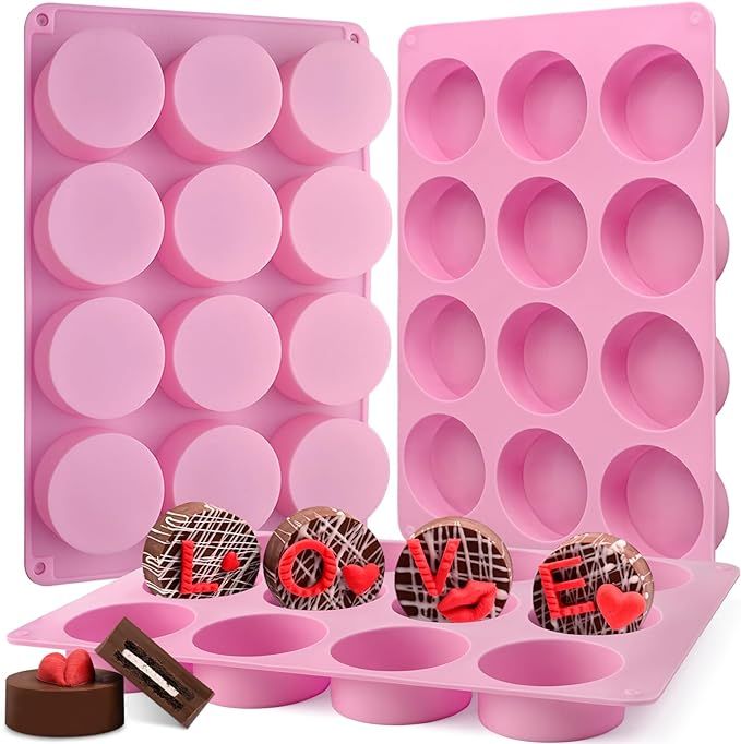Actvty Round Chocolate Cookie Molds, 3 Pieces 12-Cavity Cylinder Chocolate Silicone Molds for Cov... | Amazon (US)