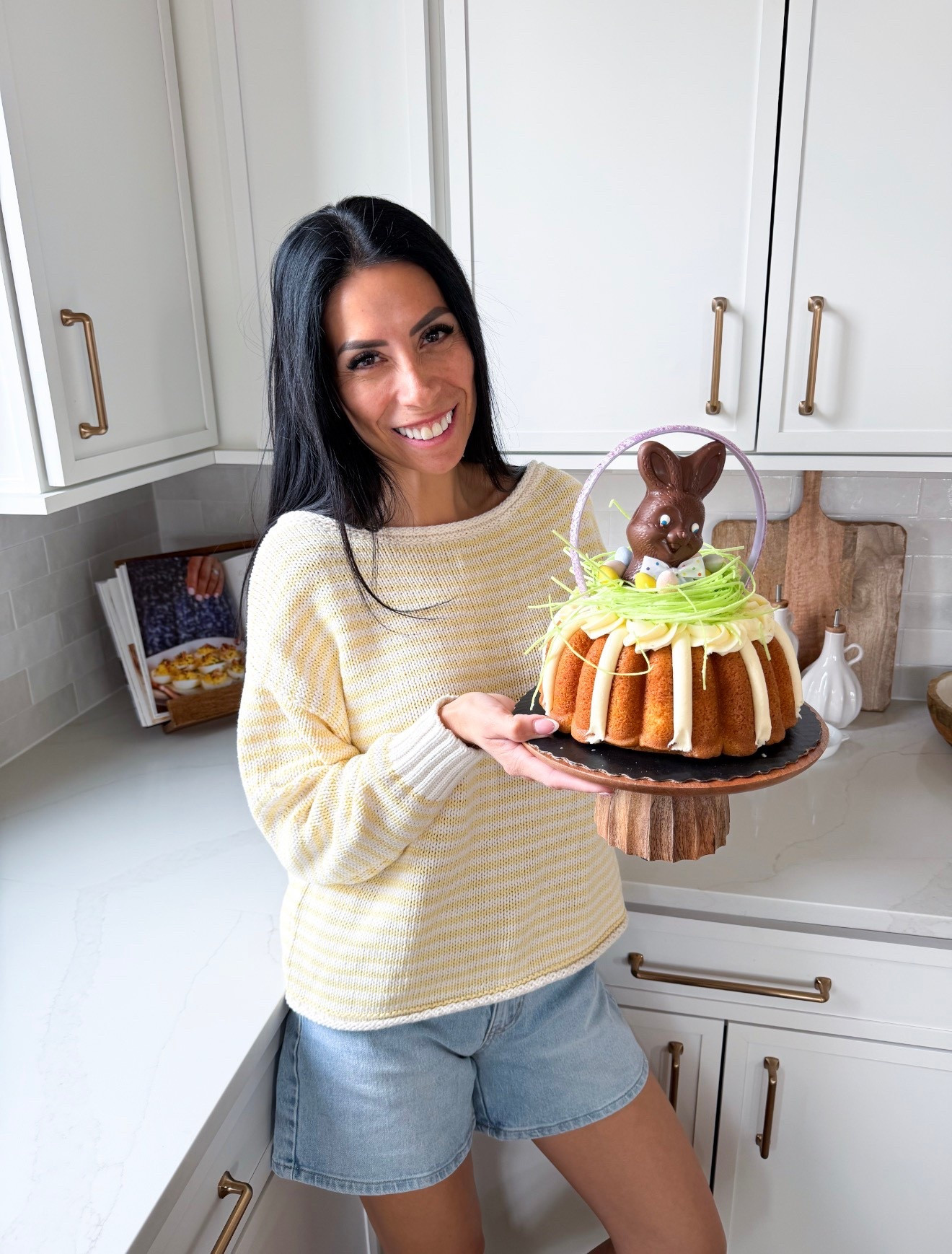 Upgrade your store bought cake or make your own this Easter! I love making this Easter basket Bundt cake, and it’s so easy. I linked everything you need but you can also make this easy recipe of mine:
🧺🪺 RECIPE 🪺🧺

Lemon-Blueberry Bundt Cake
• 1 box lemon cake mix
• 4 eggs
• 1 (3.4 oz) instant vanilla pudding
• ½ cup vegetable oil
• 1 cup hot water from the sink 
• 1 cup blueberries
• 1–2 tbsp flour
•1 tub of lemon or vanilla frosting 
•other supplies: Cadbury eggs, chocolate bunny, edible grass and head band 
Toss blueberries with flour. In a mixer, combine cake mix, pudding, eggs, oil and hot water (very warm, not boiling). Mix well, fold in blueberries. Pour into a greased Bundt pan and bake at 350° for 40 minutes. Cool completely.
Decorate with lemon or vanilla frosting, edible grass, a chocolate bunny in the center, and Cadbury eggs. Add a ribbon handle for a basket look. 

#LTKSeasonal #LTKHome #LTKfoodie