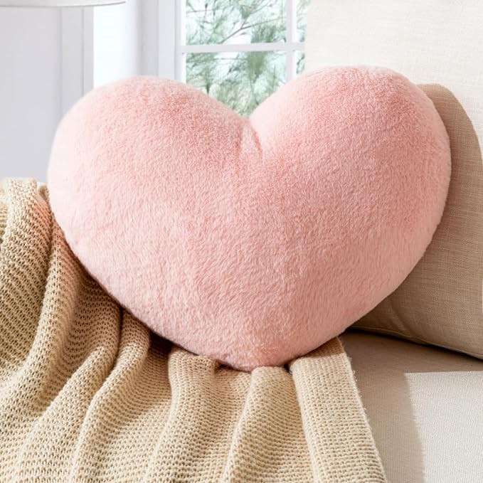 Heart Pillow Heart Shaped Throw Pillows Super Soft Faux Rabbit Fur Heart Throw Pillow Valentines ... | Amazon (US)