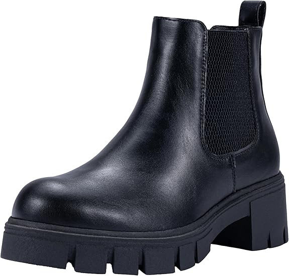 Vepose Women's 936 Chelsea Ankle Boots Platform Lug Sole Elastic Slip on Booties | Amazon (US)