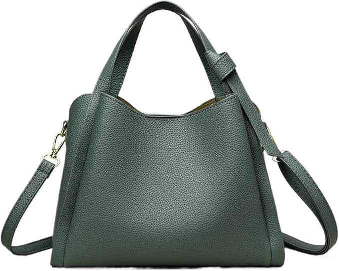 Ladies' Soft Leather Carrying Crossbody Bag, Versatile and Fashionable Bucket Shoulder Bag(Green) | Amazon (US)