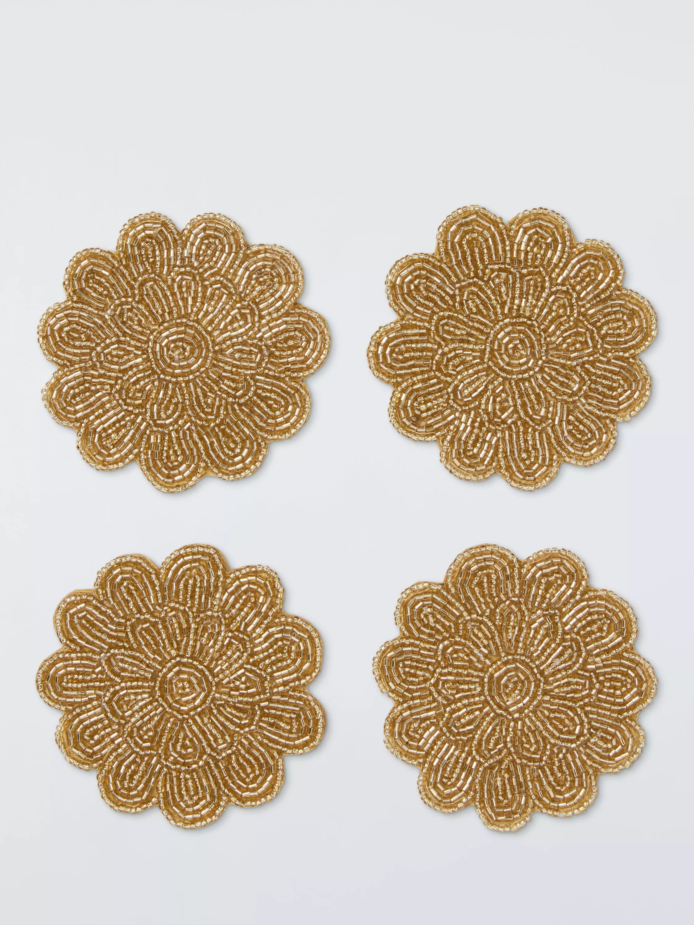 John Lewis Scallop Beaded Coaster, Set of 4, Gold | John Lewis (UK)