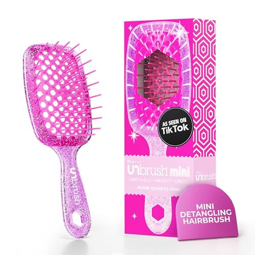 FHI Heat UNbrush Mini Detangler Brush for Pain-Free Brushing on All Wet or Dry Hair Types — Durable Duoflex Anti-Static Bristles, Lightweight Handle, Vented Mini Hair Brush, Rose Quartz Pink | Amazon (US)