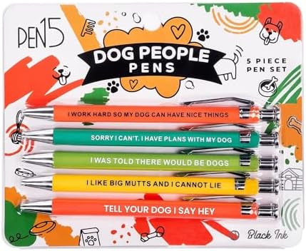 Funny Dog Pens 5-Pack Set, Black Ink Ballpoint Writing Pens with Sarcastic Sayings, Gifts for Dog... | Amazon (US)