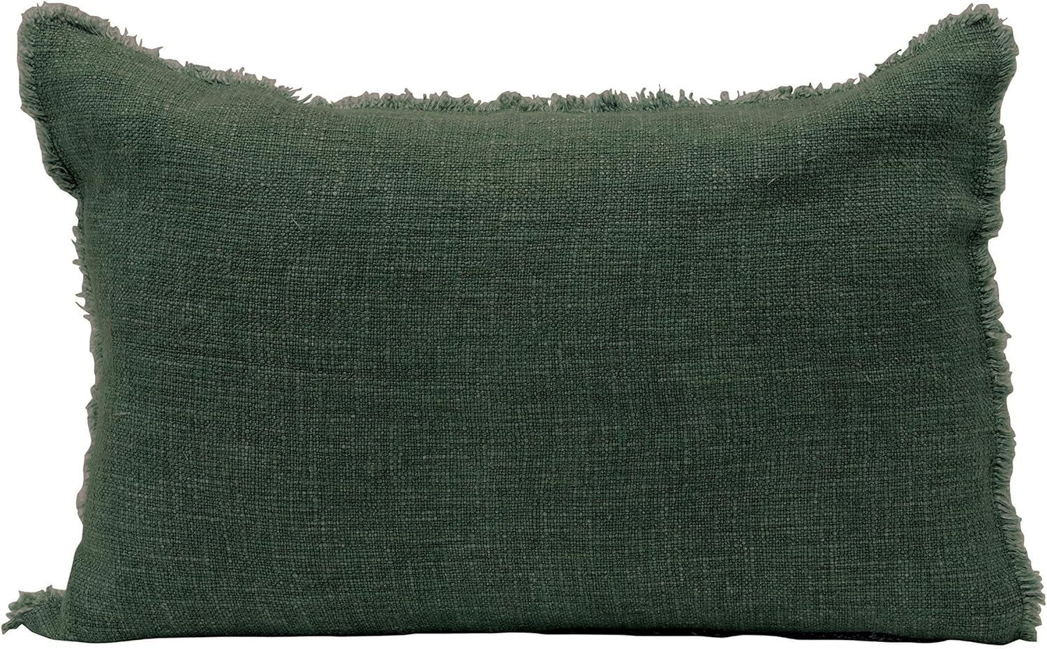 Creative Co-Op 24" L x 16" W Linen Blend w/Frayed Edges, Green Pillows, Multi | Amazon (US)