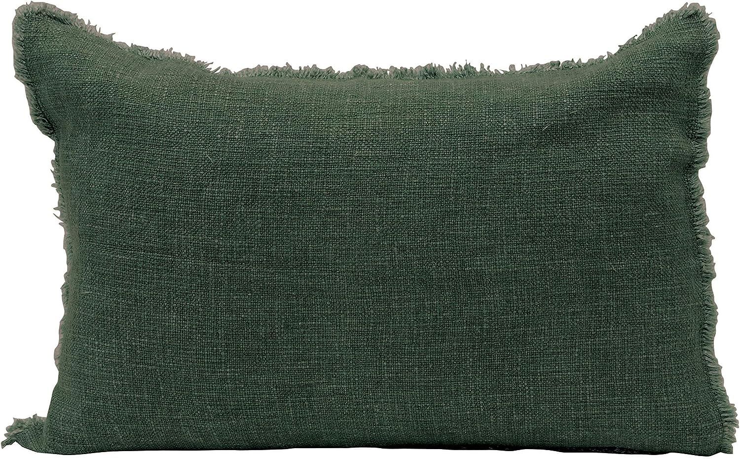 Creative Co-Op 24" L x 16" W Linen Blend w/Frayed Edges, Green Pillows, Multi | Amazon (US)