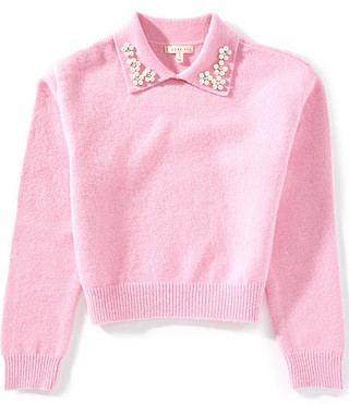 Copper Key Big Girls Pearl Collar Sweater | Dillard's | Dillard's