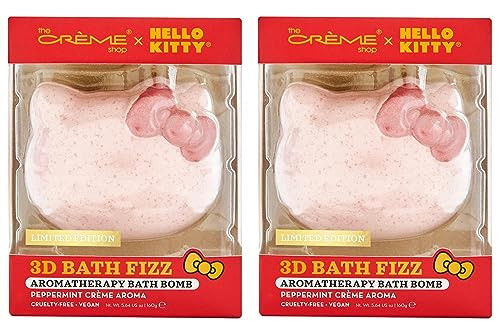 The Crème Shop x Hello Kitty Bath Bombs: Fizzing, Soothing, Moisturizing, Aromatherapy, Relaxation, Spa-Like Experience for Silky Smooth Skin (Peppermint Crème Aroma) Set of 2 PK | Amazon (US)