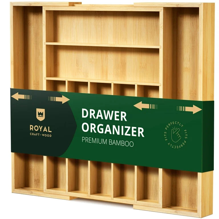Royal Craft Wood Expandable Silverware Drawer Organizer 7-9 Slots, 17.50 x 13.50-20 x 2.5 inches,... | Walmart (US)
