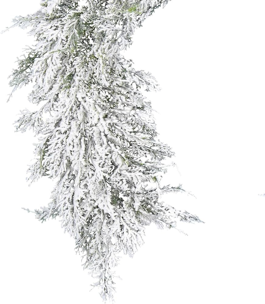 Vickerman Everyday 75" Indoor Artificial Snowy Cedar Garland - Snow Covered Cedar Garland - Decor... | Amazon (US)