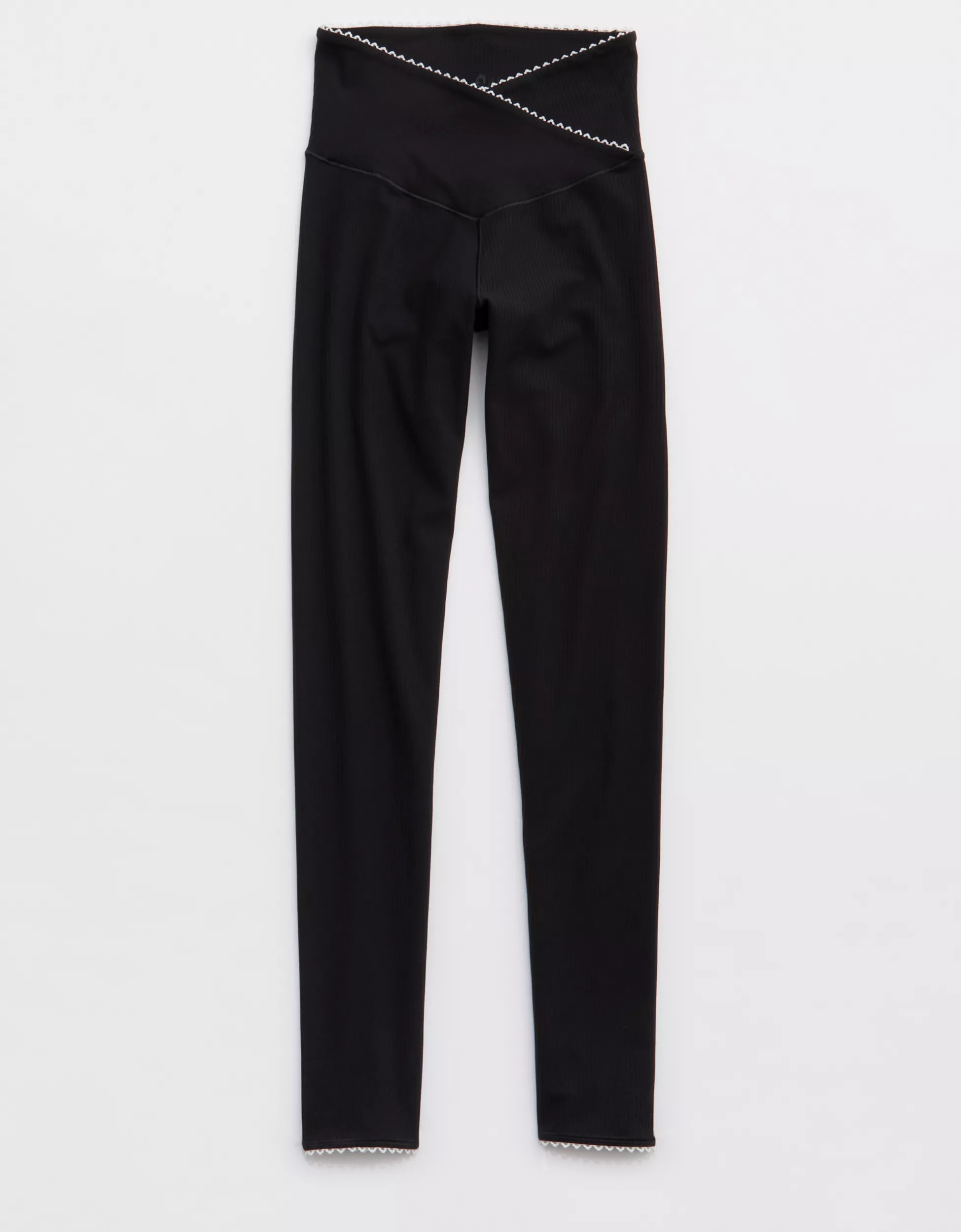 OFFLINE By Aerie Real Me XTRA Ribbed Picot Trim Crossover Legging | Aerie