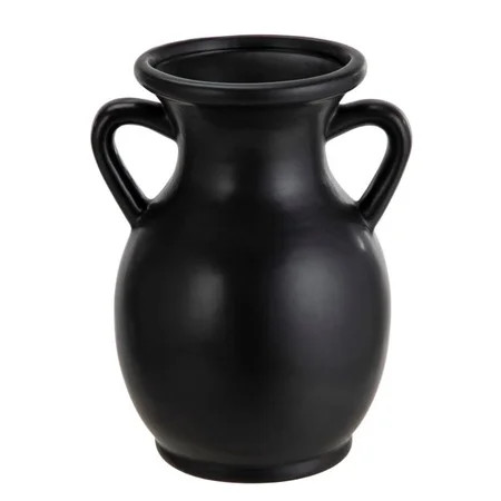 MAINSTAYS BLACK CERAMIC VASE 2 HANDLES SMOOTH FINISH | Walmart (US)
