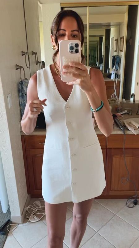I am so in love with this tailored vest dress from Abercrombie! I wore it to dinner while we were on vacation. I feel like it is perfect for anything this spring and summer! The dress is on sale now at Abercrombie during the LTK Spring sale! 

#LTKfindsunder100 #LTKSpringSale #LTKsalealert