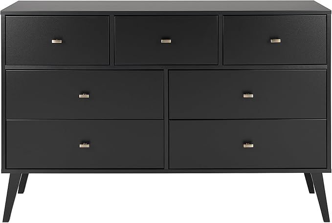 Prepac Milo Mid-Century Modern 7 Drawer Double Dresser for Bedroom, Wide Chest of Drawers, Contem... | Amazon (US)