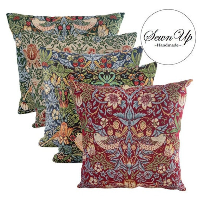 Cushion Cover 28 Sizes Strawberry Thief William Morris Tapestry Cotton Handmade Floral Flower Vic... | Etsy (US)