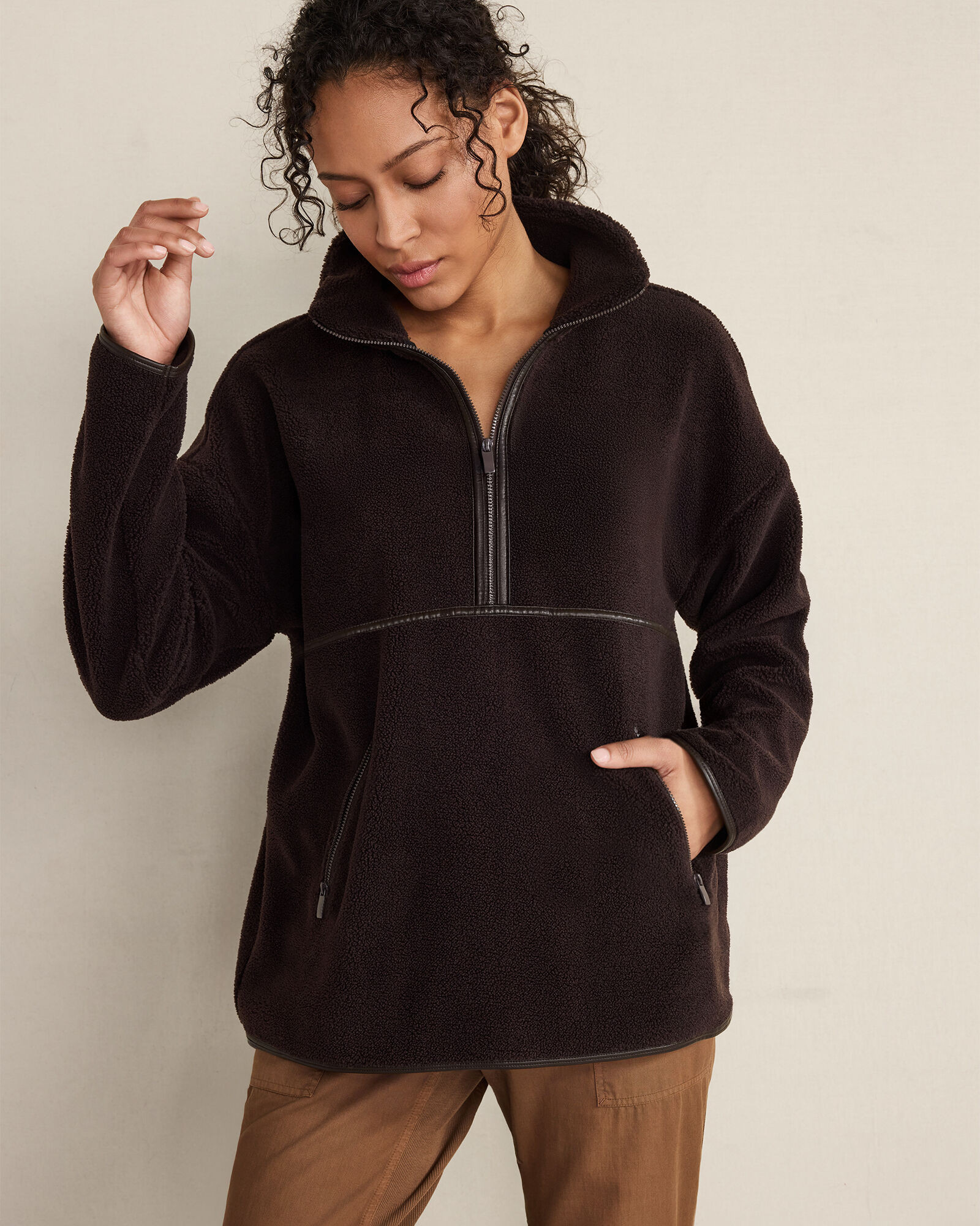Faux Sherpa Half Zip Pullover | Haven Well Within