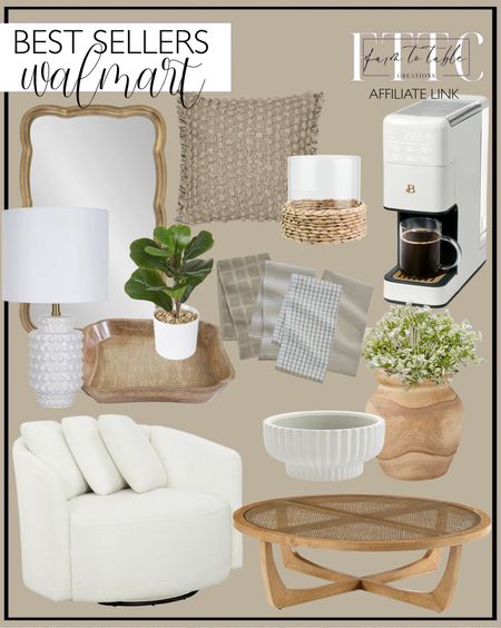 Walmart Best Sellers. Follow @farmtotablecreations on Instagram for more inspiration.

Beautiful Perfect Grind Programmable Single Serve Coffee Maker, White Icing by Drew Barrymore. Beautiful Drew Chair by Drew Barrymore, Cream. Mainstays 12 inch Artificial Baby's Breath Flower Pick, White Color. Kate and Laurel Hatherleigh Scallop Wooden Vintage Wavy Wall Mirror. Better Homes & Gardens 7" Natural Wood Vase by Dave & Jenny Marrs. Beautiful Rattan & Glass Coffee Table with Solid Wood Frame by Drew Barrymore, Warm Honey Finish. Better Homes & Gardens Pottery 12" Fischer Round Ceramic Planter, White. Better Homes & Gardens Decorative Hyacinth Hurricane Candle Holder, Brown. My Texas House 12" x 12" Natural Square Mango Wood Decorative Tray. 12-inch x 4-inch Artificial Fiddle Leaf Greenery Plant in White Pot, Green, for Indoor Use, by Mainstays. My Texas House 21" Hob-Nail Ceramic Table Lamp, Brass Accents, White Finish. My Texas House Textured 16" x 28" Cotton Kitchen Towels, 4 Pieces, Beige. Walmart Roll Back. Walmart Home. Walmart Finds. 




#LTKsalealert #LTKfindsunder50 #LTKhome