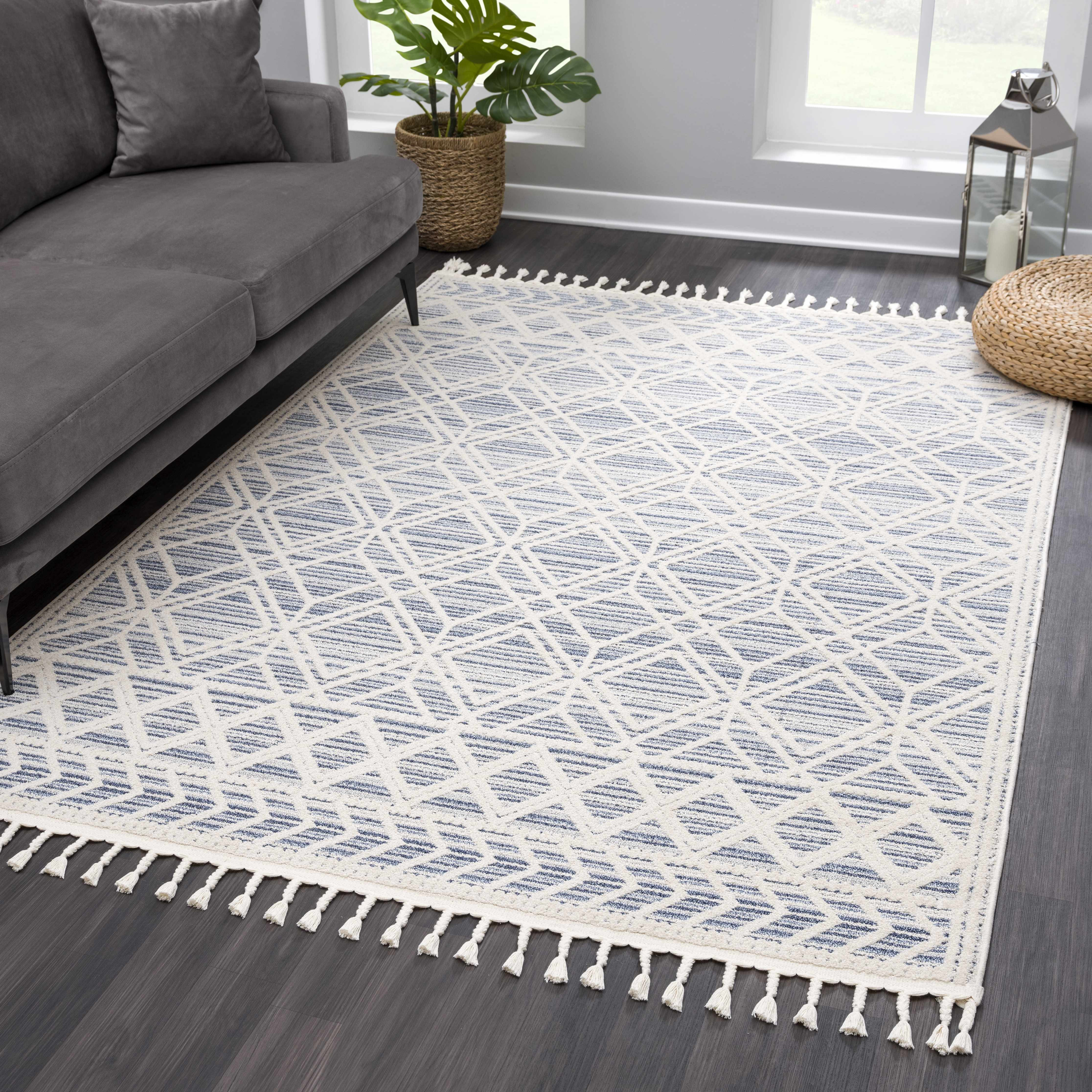 Magnolia Embossed Blue 2302 Area Rug | Boutique Rugs