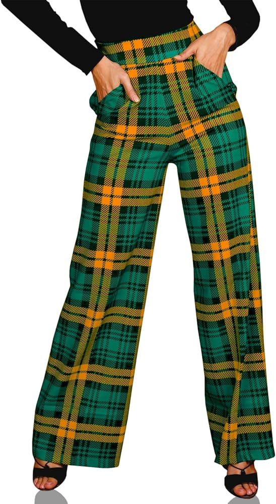 Cicy Bell Womens Casual Plaid Pants Wide Leg High Waisted Lightweight Summer Loose Suit Pants wit... | Amazon (US)