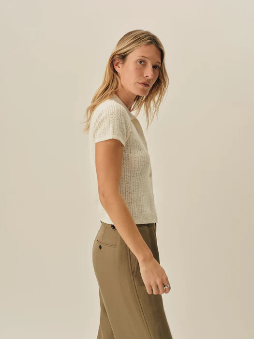 Soft White Coastal Linen Pointelle Polo - Buck Mason- Modern American Classics | Buck Mason