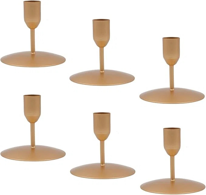 Hosley Gold Metal Taper Candle Holder Set of 6, 3 Inch High - Ideal Gift for Wedding, Party, and ... | Wayfair North America