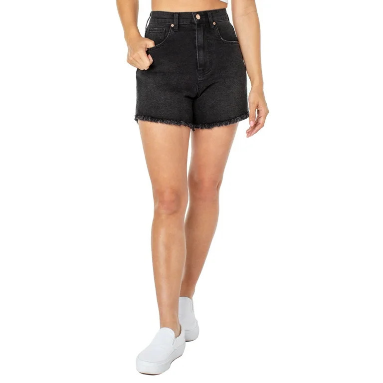 Celebrity Pink Junior Women's Frayed Hem High Rise Short | Walmart (US)