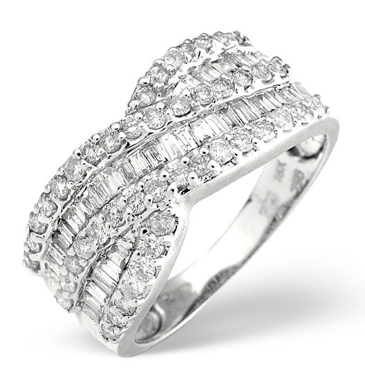 Diamond 1.00CT 18K White Gold Cross-Over Ring | The Diamond Store