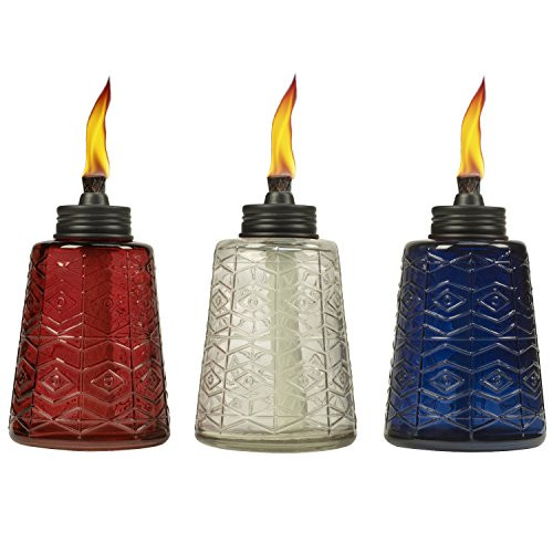 TIKI Brand 6-Inch Molded Glass Table Torch, Red White & Blue (Set of 3) | Amazon (US)