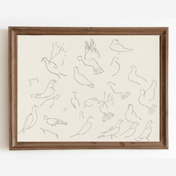 Vintage Bird Sketch Dove Print Antique Bird Drawing | Etsy | Etsy (US)