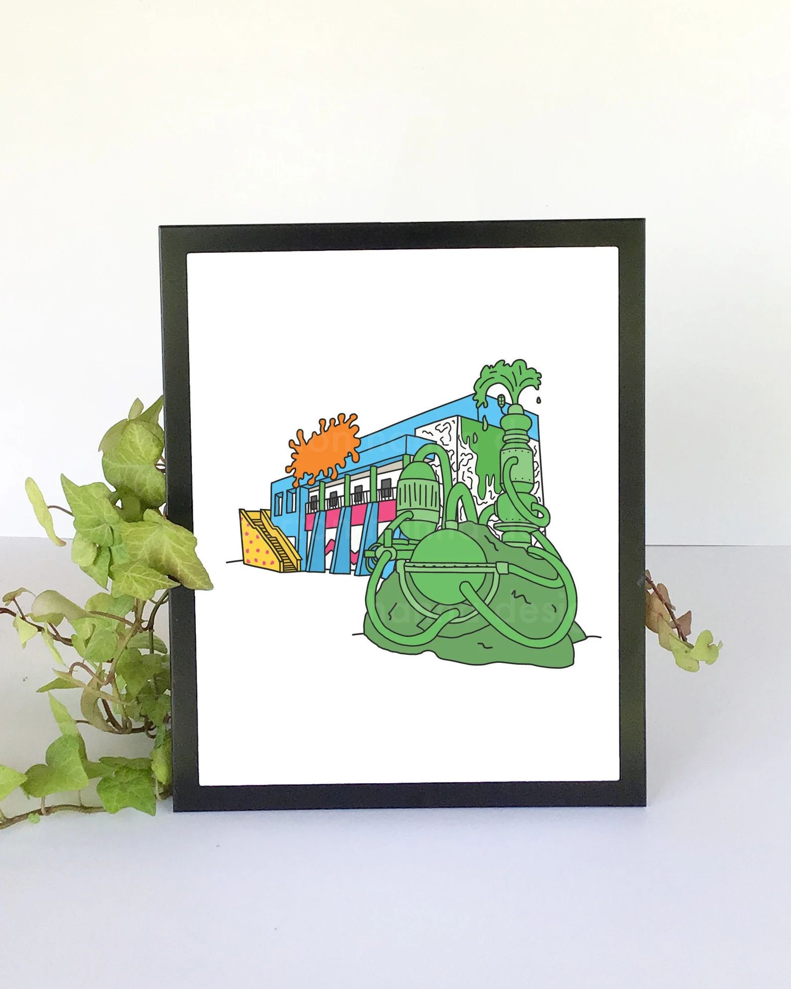 90's Slime Geyser Nickelodeon Studios Inspired Illustration Print unframed - Etsy | Etsy (US)