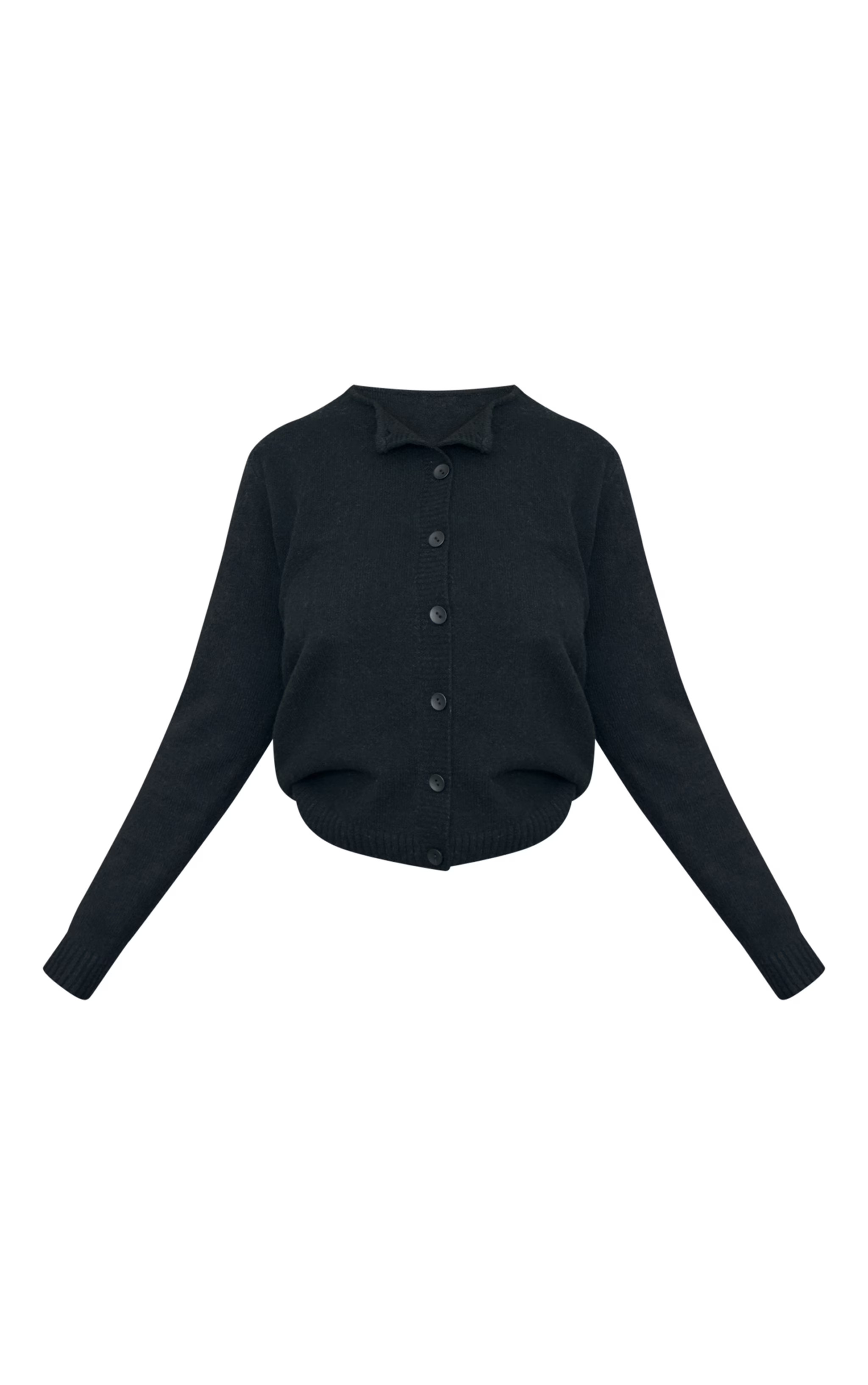 Plus Black Melange Soft Knit Basic Button Up Cardigan | PrettyLittleThing US