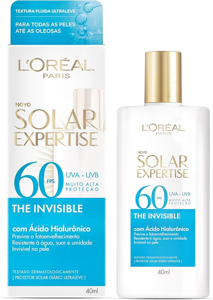 L'Oréal Paris Protetor Solar Expertise The Invisible Fluido sem cor FPS60 40g | Amazon (BR)