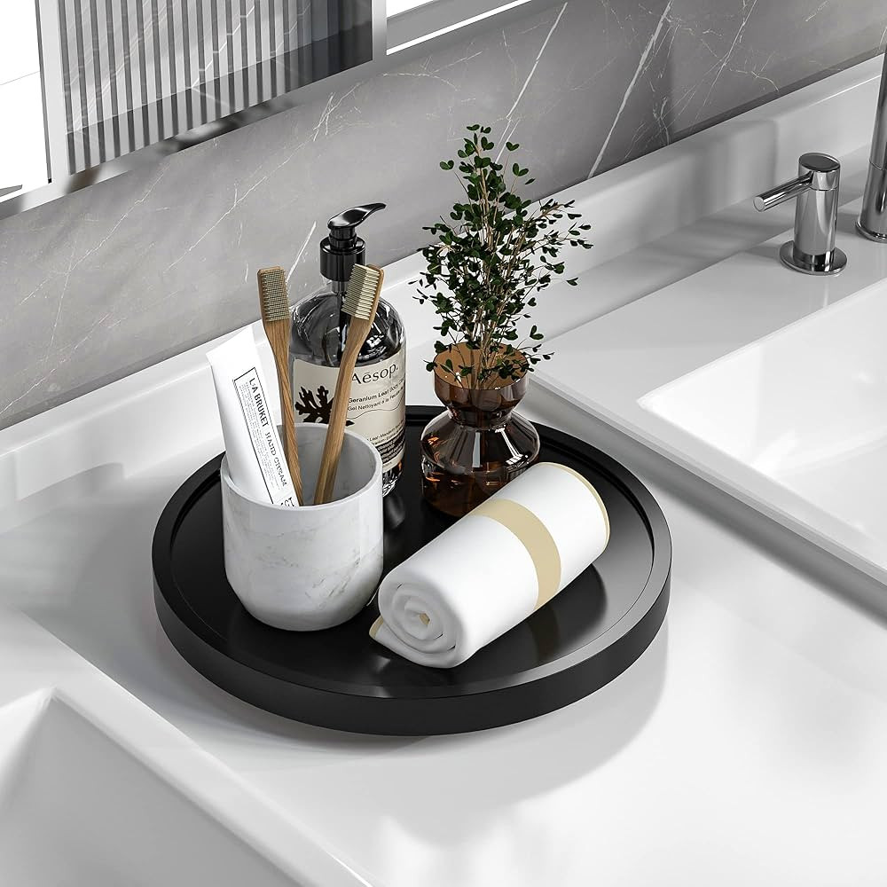 Turntable Vanity Tray 10 Inch for Perfume Candle, Bamboo Kitchen Sink Countertop Organizer for Ke... | Amazon (US)
