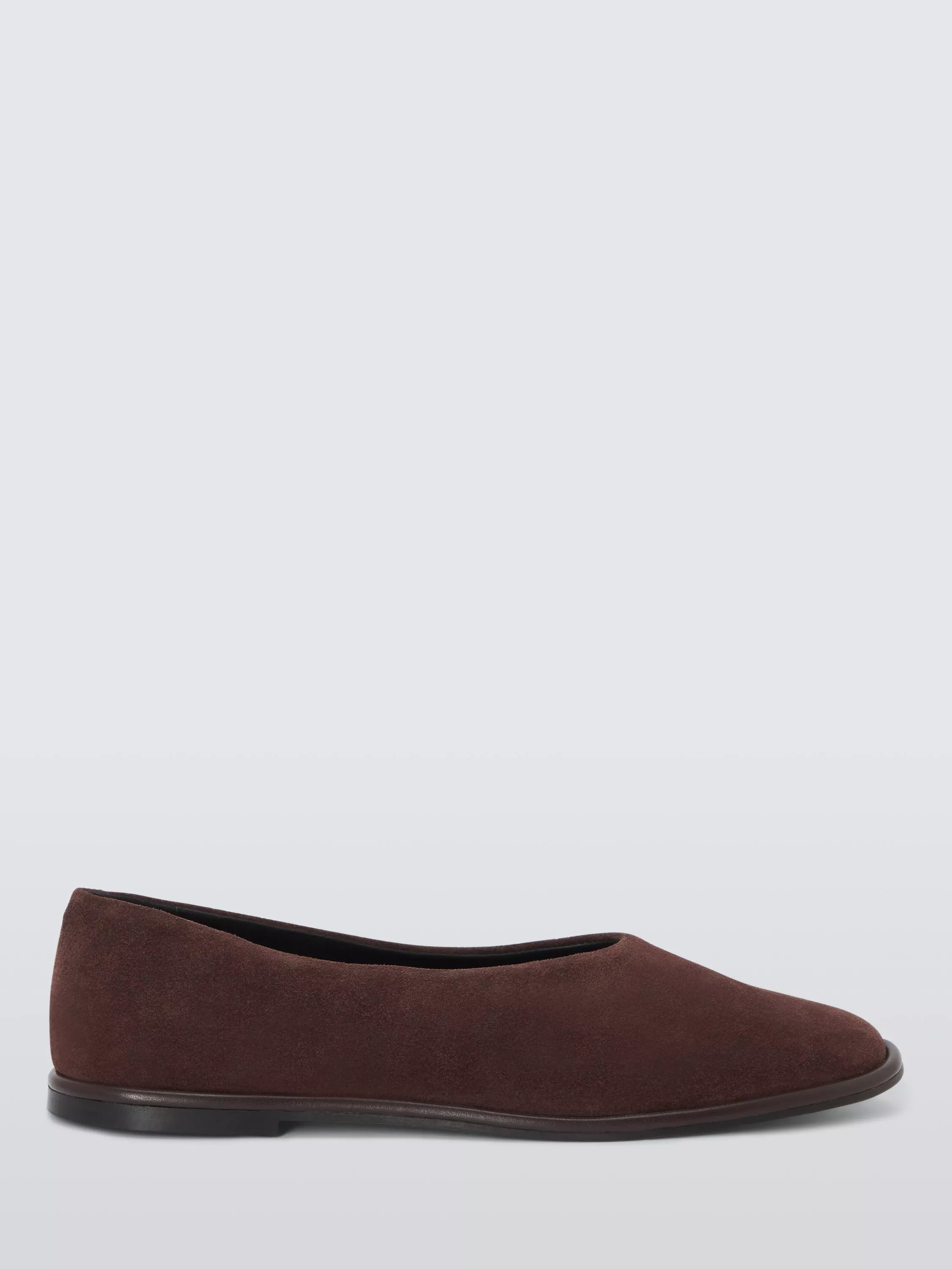 John Lewis Heidi Suede Round Toe High Cut Ballerina Pumps, Brown | John Lewis (UK)