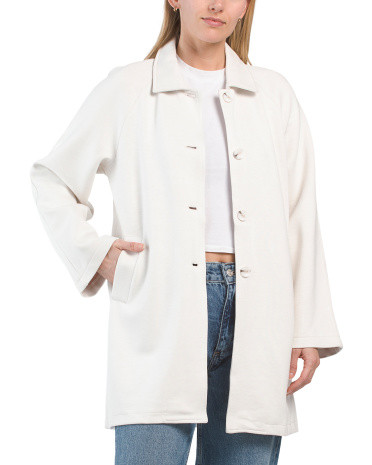 Raglan Sleeve Bonded Collared Scuba Knit Coat | TJ Maxx
